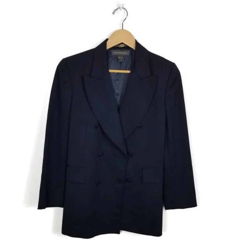 Banana Republic Navy Double Breasted Italian Wool Blazer Size 4
